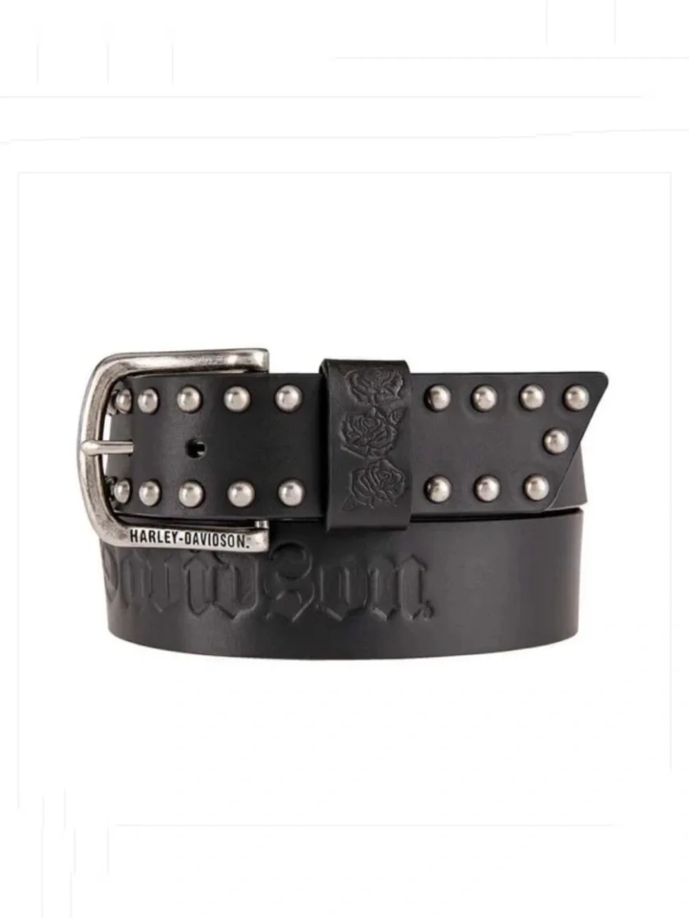 Harley-Davidson Unisex Rockin’ Rose Studded Genuine Leather Belt, Medium